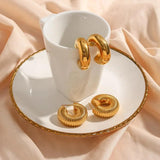 Chunky Cylinder Hoop Earrings For Woman PVD Plated