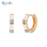 925 Silver Enamel Hoop Ear Buckles C Shape Stud Earrings