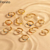 925 Silver Enamel Hoop Ear Buckles C Shape Stud Earrings
