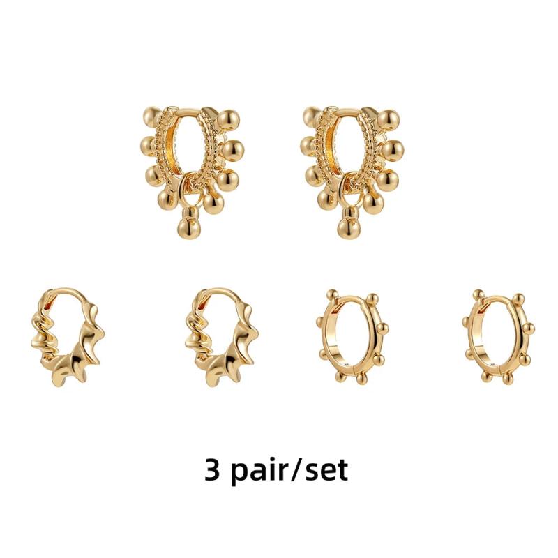 Metal Plated Small Hoop Earrings Set for Women