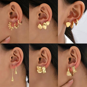 Metal Plated Small Hoop Earrings Set for Women