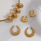 Geometric Statement Earrings Lightweight Hoop, Bold Round Square Hollow Tube