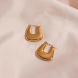 Geometric Statement Earrings Lightweight Hoop, Bold Round Square Hollow Tube