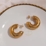 Geometric Statement Earrings Lightweight Hoop, Bold Round Square Hollow Tube