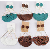 5 Pairs African Wooden Drop Earrings