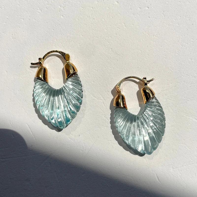 Green Resin Geometric Twist Earrings for Women Girls