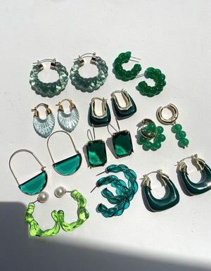 Green Resin Geometric Twist Earrings for Women Girls
