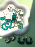 Green Resin Geometric Twist Earrings for Women Girls