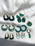 Green Resin Geometric Twist Earrings for Women Girls