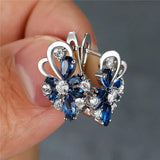 Boho Butterfly Hoop Earrings Crystal Stone Silver Bridal Party