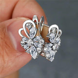 Boho Butterfly Hoop Earrings Crystal Stone Silver Bridal Party