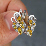 Boho Butterfly Hoop Earrings Crystal Stone Silver Bridal Party