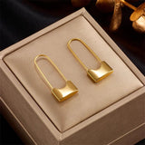316L Stainless Steel Long Lock Hoop Earrings For Women Girls