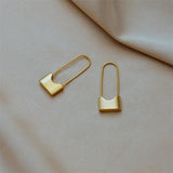 316L Stainless Steel Long Lock Hoop Earrings For Women Girls