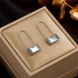 316L Stainless Steel Long Lock Hoop Earrings For Women Girls