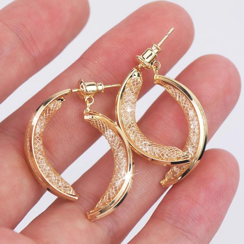 Grid Cross Charm Earrings for Women 14K Plated Personalized Gift