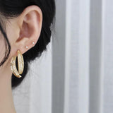 Grid Cross Charm Earrings for Women 14K Plated Personalized Gift