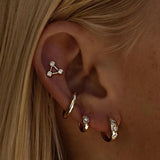 Boako 925 Silver Small Hoops Earring Star Texture Cartilage Circle Ear Jewelry