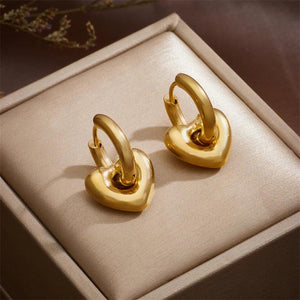 316L Stainless Steel Heart Hoop Earrings For Women Girls