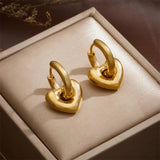 316L Stainless Steel Heart Hoop Earrings For Women Girls