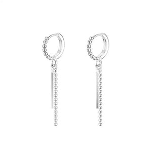 925 Silver Zircon Tassels Bar Earrings Round Temperament Women Gift