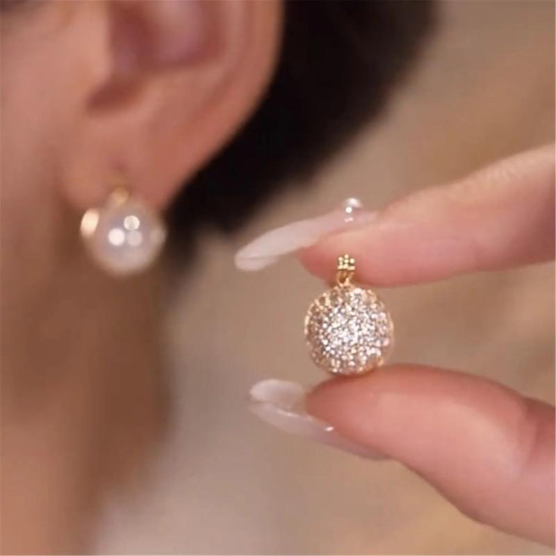 Korea Jewelry Double Pearl Earrings Wedding Party