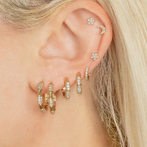 Stainless Steel Zirconia Hoop Earrings Punk Huggie Cartilage Piercing Jewelry
