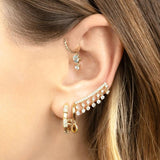 Stainless Steel Zirconia Hoop Earrings Punk Huggie Cartilage Piercing Jewelry