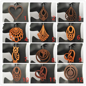 7 Pairs Laser Cut Wooden Earrings Set