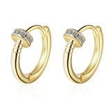 Silver Nail Hoop Earrings CZ Small Jewelry