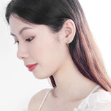Silver Nail Hoop Earrings CZ Small Jewelry