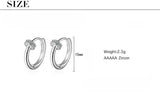 Silver Nail Hoop Earrings CZ Small Jewelry
