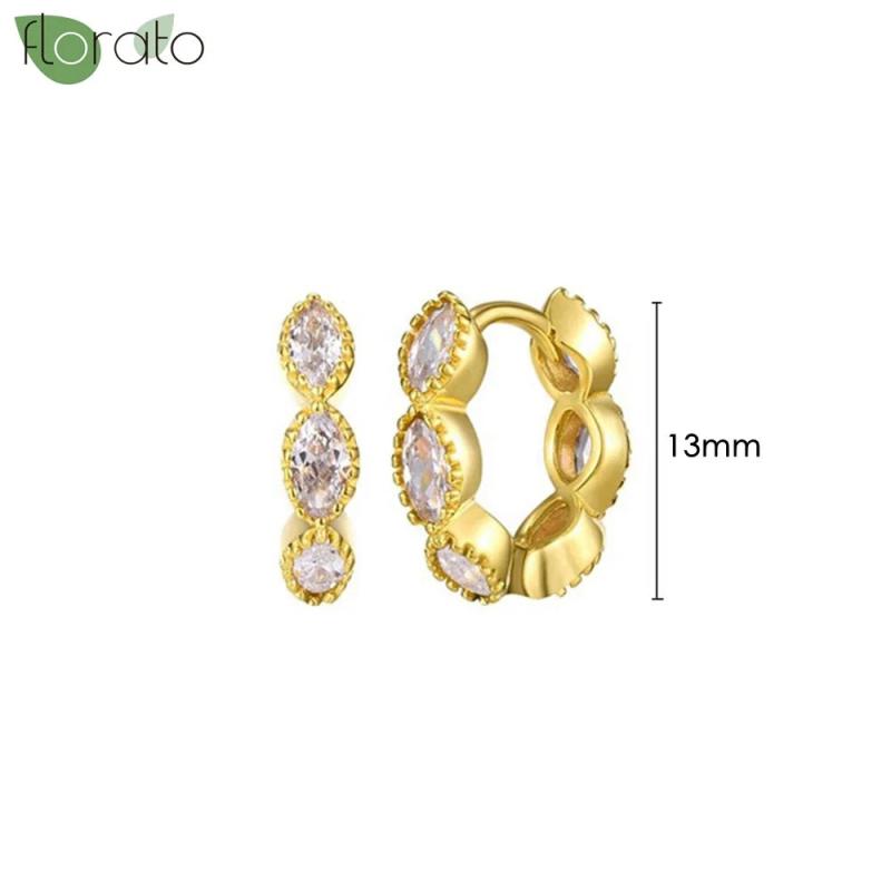 925 Silver Colorful CZ Crystal Hoop Earrings