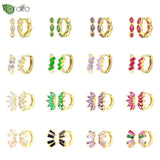 925 Silver Colorful CZ Crystal Hoop Earrings