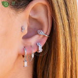 925 Silver Colorful CZ Crystal Hoop Earrings