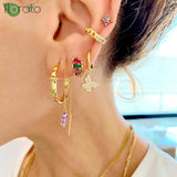 925 Silver Colorful CZ Crystal Hoop Earrings