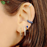 925 Silver Colorful CZ Crystal Hoop Earrings