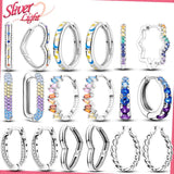 925 Silver Dangle Hoop Earrings Heart Snake Zircon