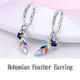 925 Silver Dangle Hoop Earrings Heart Snake Zircon