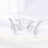 925 Silver Dangle Hoop Earrings Heart Snake Zircon