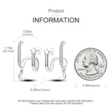 925 Silver Dangle Hoop Earrings Heart Snake Zircon