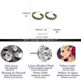 High Inlay CZ Hoop Earrings Green Zircon Crystal Women's Jewelry