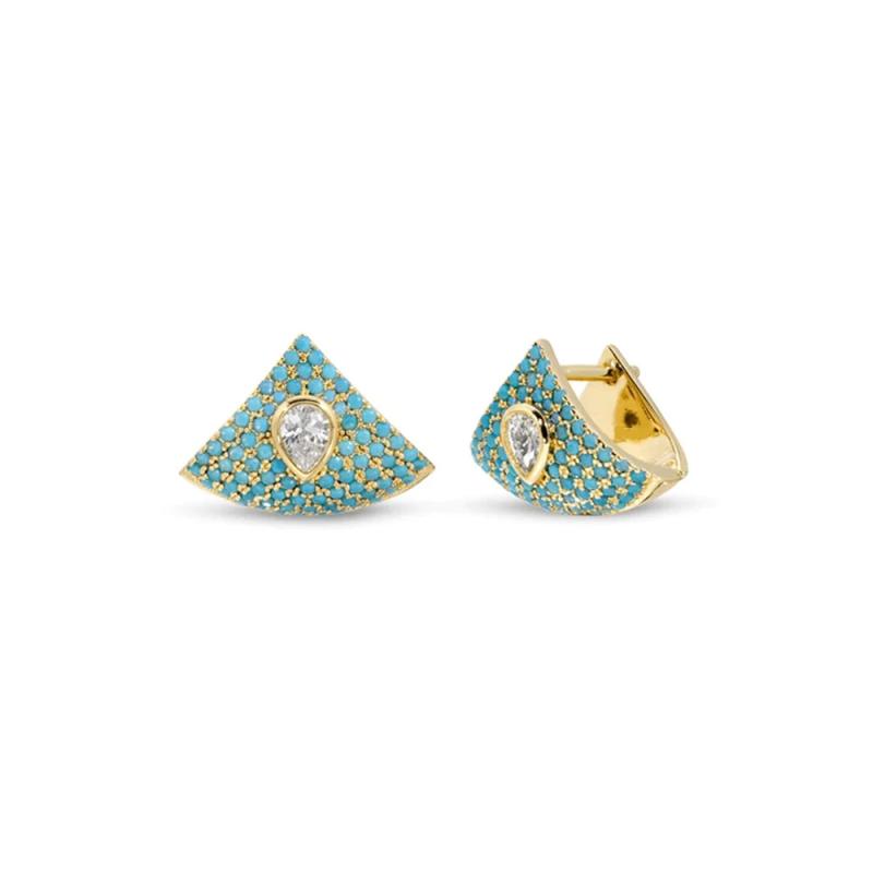 Opal & Zircon Round Stud Earrings for Women