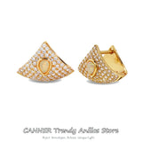 Opal & Zircon Round Stud Earrings for Women