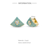 Opal & Zircon Round Stud Earrings for Women