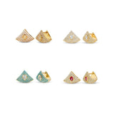 Opal & Zircon Round Stud Earrings for Women