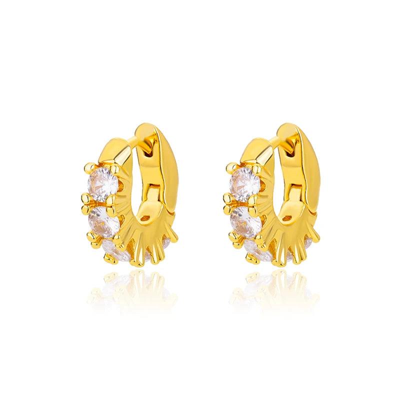 Green Crystal Hoop Earrings for Women Zircon Circle Earrings