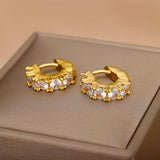 Green Crystal Hoop Earrings for Women Zircon Circle Earrings