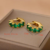 Green Crystal Hoop Earrings for Women Zircon Circle Earrings