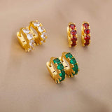 Green Crystal Hoop Earrings for Women Zircon Circle Earrings